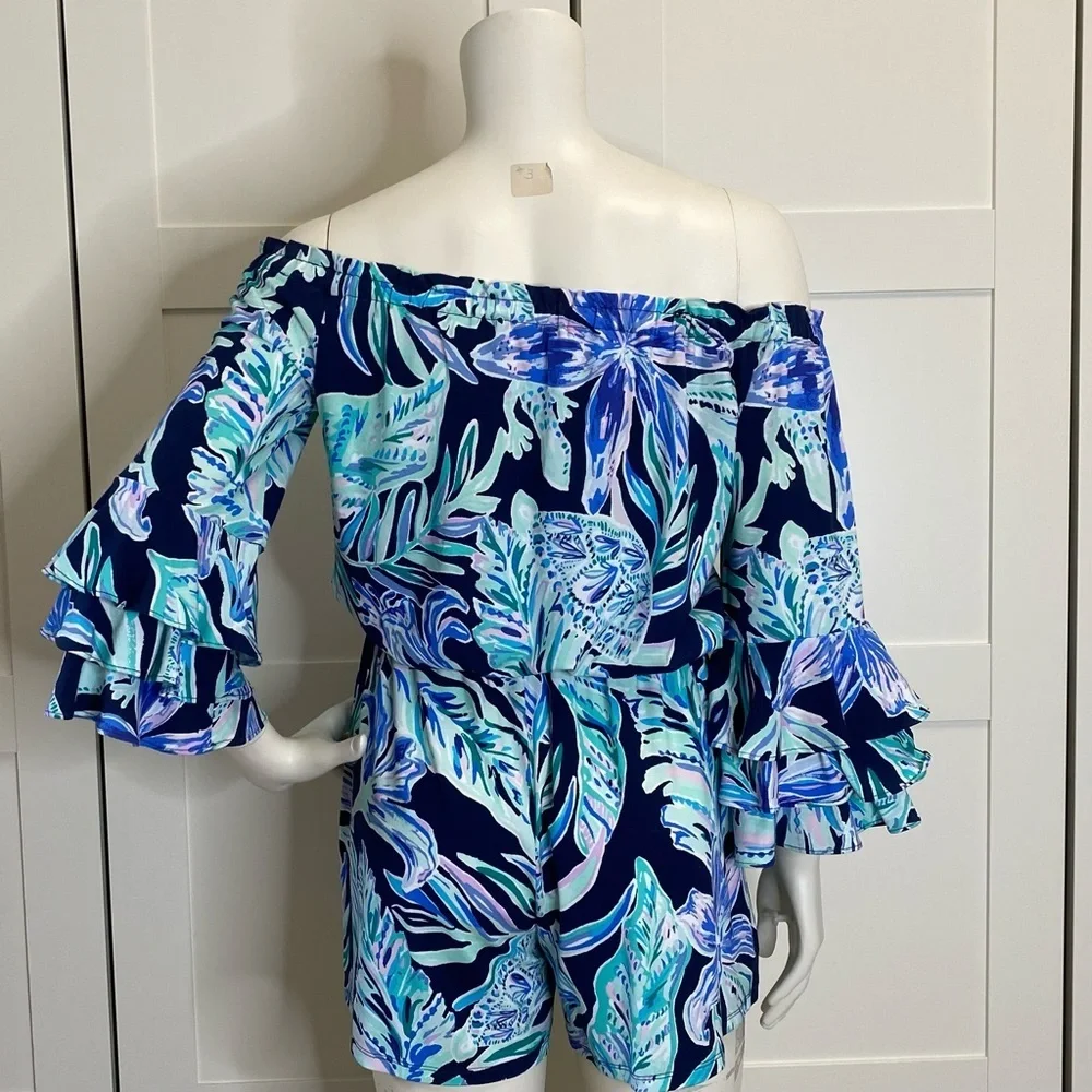 Lilly Pulitzer Blue and Green Tropical Jumpsuit